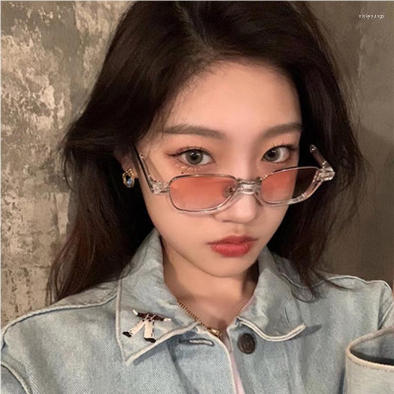 

Sunglasses AOZE 2022 Women's Square Luxury Designer For Female Retro Half Frame
