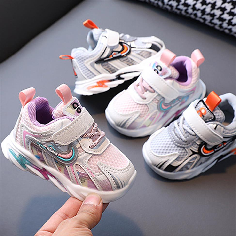 

2021 Small Children First Walkers Baby Shoes Kids Sneakers Boys And Girls Shiny Running Sports Light Up Booties Toddler Casual Sho269O, Pink