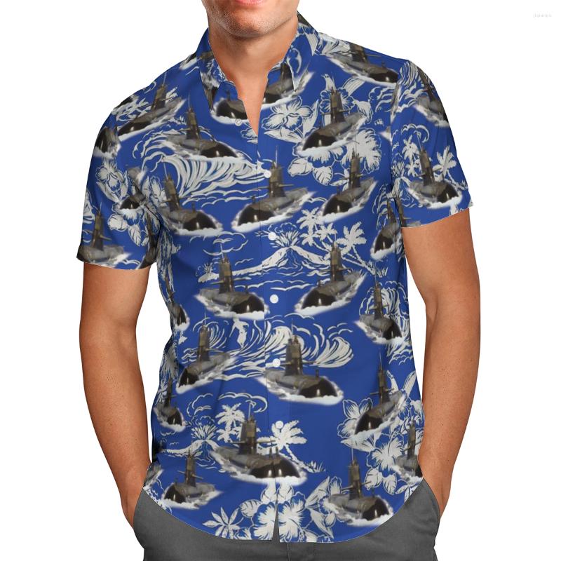 

Men's Casual Shirts Blue Submarine 3D Print Summer Breathable Art Hawaii Beach Mens Streetwear Short Sleeve 5XL Button Up Tops, Hawaiian shirt 09