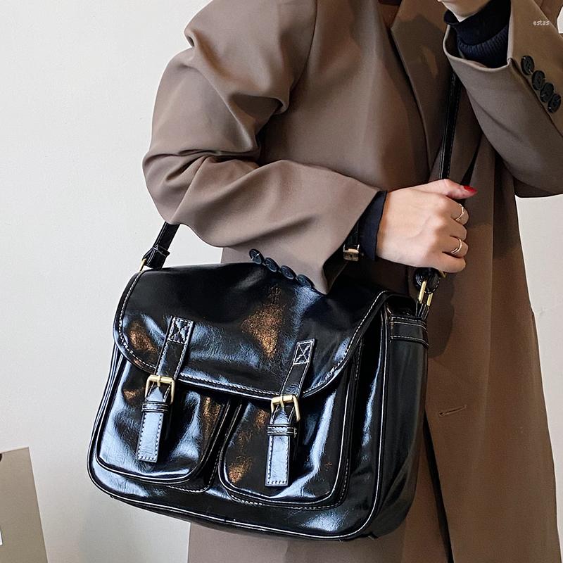 

Evening Bags Casual Women Pu Leather Shoulder Messenger High Quality Ladies Large Capacity Handbags Satchels Bag Fashion Tote Travel, Black