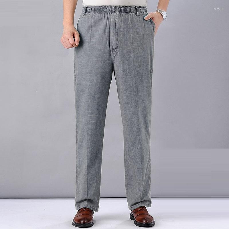 

Men's Pants Men's Trausers High Waist Summer Clothing Novelty Linen Loose Cotton Elastic Band Thin Work Vintage Wide Legs, Blue