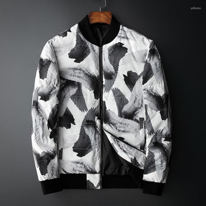 

Men's Jackets Winter White Duck Down Men's Coats Luxury Stand Collar Allover Printed Casual Male Slim Fit Man 5XL, Red