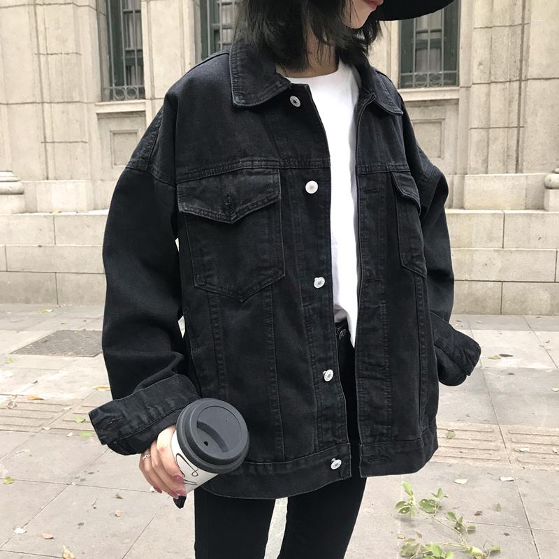 

Women' Jackets 2022 Jacket Women Black Jeans K- Style Loose Pocket Denim Coat Female Casual Autumn Outwear Chaqueta Mujer