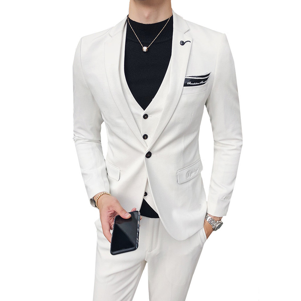 

Men's Suits Blazers Men Jacket Vest Pant Business Casual Office Groom Party Wedding Banquet 3 Piece Set Male Suits Blazer Coat Trousers Waistcoat 221008, Dark gray