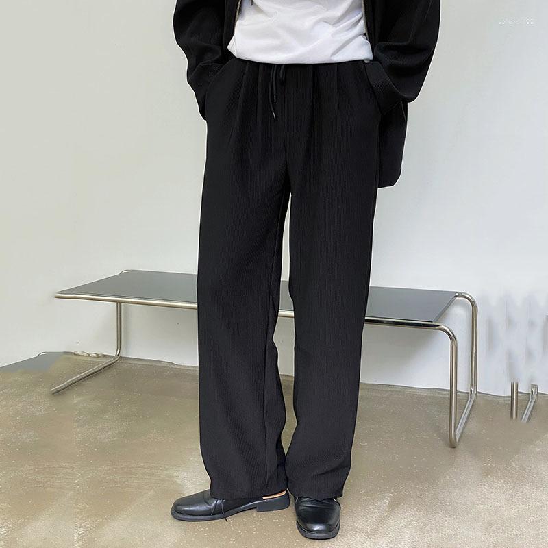 

Men' Pants Waist High Solid Color Bandage Casual Men' Korean Fashion Wide Leg Drawsting Long Trousers 2022 Autumn, Beige 9y8878