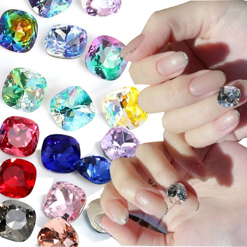 

Nail Art Decorations 10Pcs 10mm Square Shape Rhinestones On Nails Stone Glitter Jewelry Strass Korean Parts Kawaii Decoration