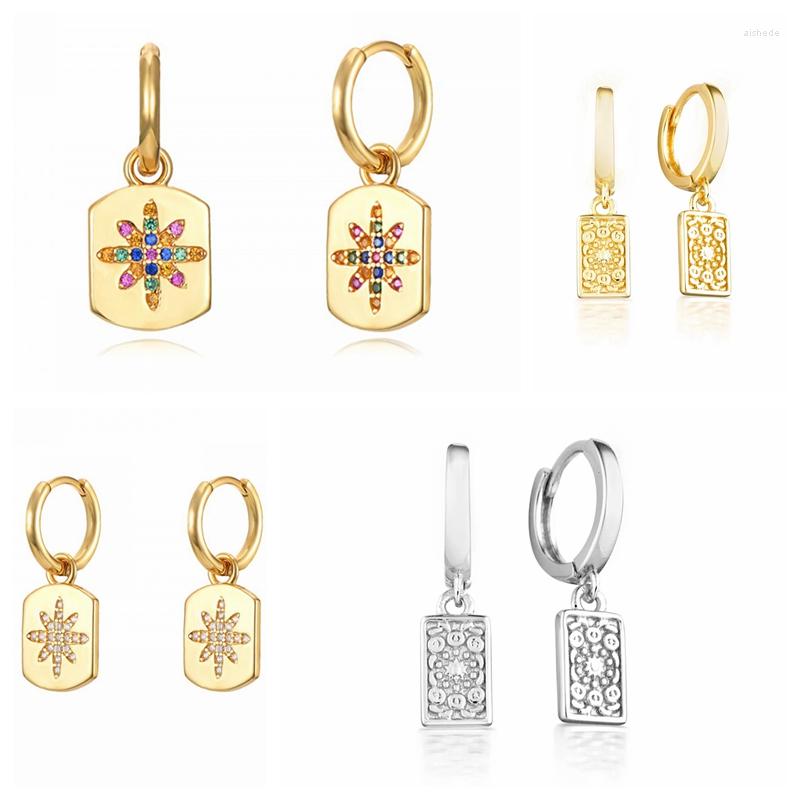 

Hoop Earrings Minimalist Brick Pendant 925 Sterling Silver Ear Buckle Exquisite CZ Fashion Jewelry For Women Birthday Gift