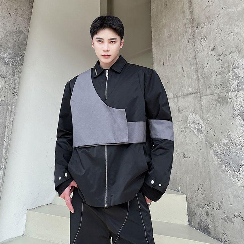 

Men's Jackets Men Fashion Show Splice Vest Jacket Net Celebrity Japan Streetwear Vintage Loose Casual Coat Outerwear Male Overcoat, 5088