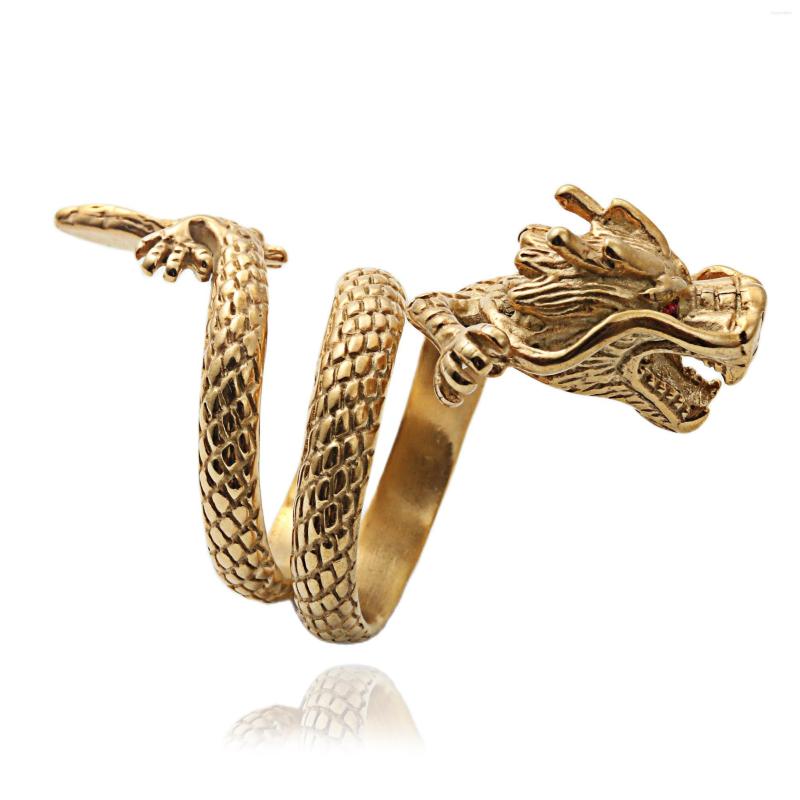 

Wedding Rings Fashion Jewelry Stainless Steel Animal The Dragon Ring Men Trendy Simple Punk Gift 27077