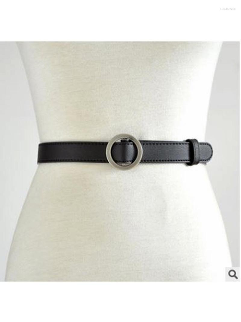 

Belts Round Buckle Women Belt Simple Vintage Students Waistband Adjust Fashion Casual No-hole Cummerbunds, Red