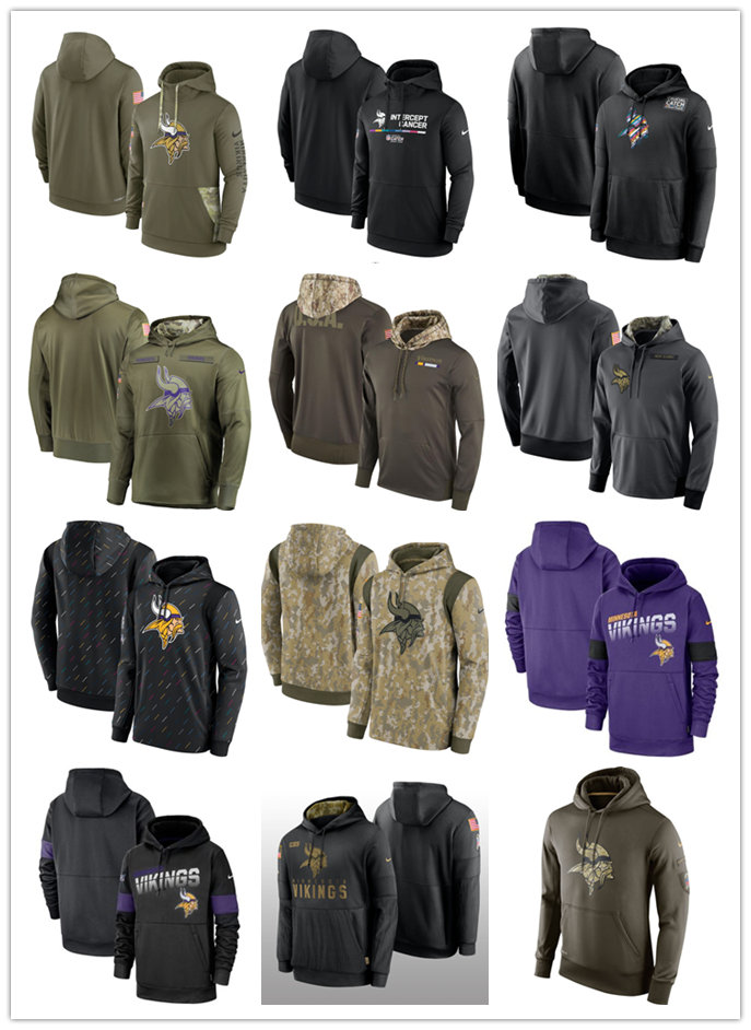 

Football Hoodie Minnesota''Vikings''MEN Salute to Service Crucial Catch