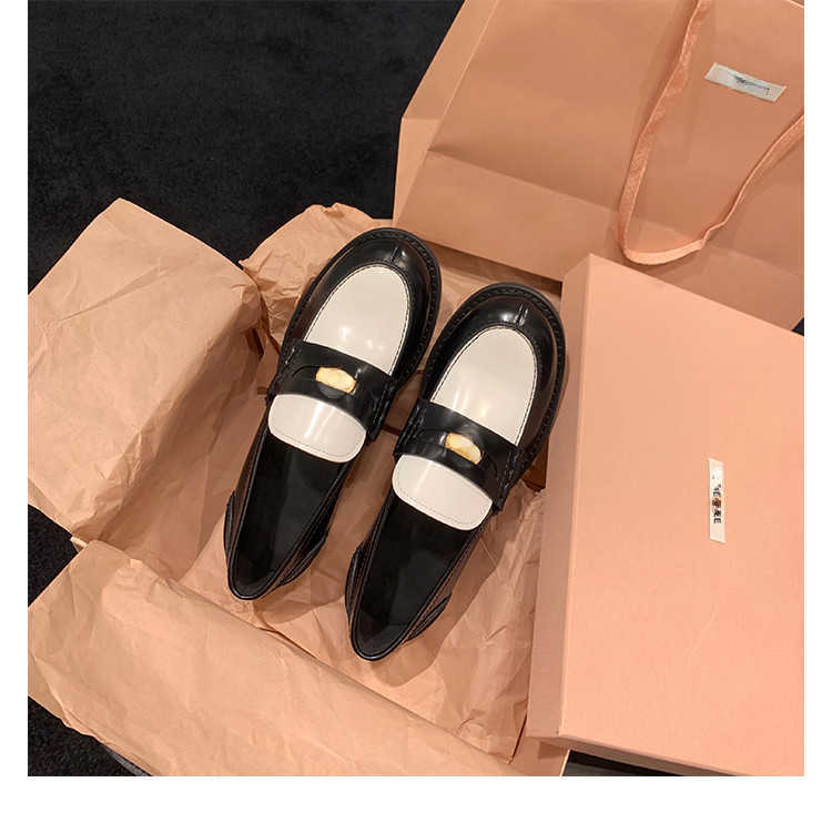 

Boots British style small leather for women in spring and 2022 New autumn Mary Jane women's put on versatile Lefu single shoes, Black