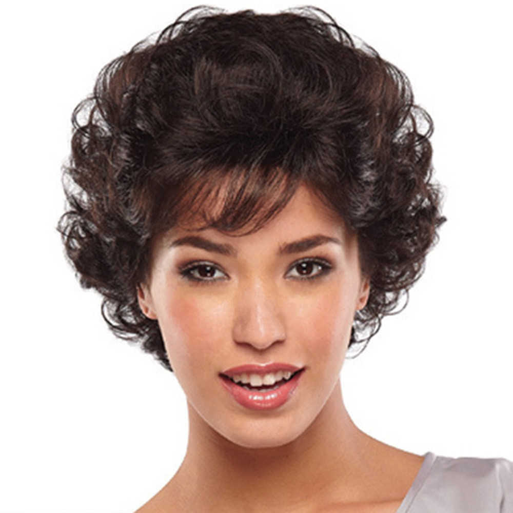 

Synthetic Wigs Wig new style WIG fashion women's short curly hair chemical fiber headgear Yiwu 221010, Picture color