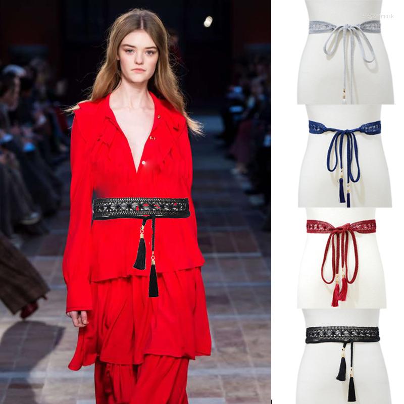 

Belts 2022 Lace Hollow Breathable Thin Waist Rope Small Fresh Solid Color Belt Fashion Chain Bg-1493, Black