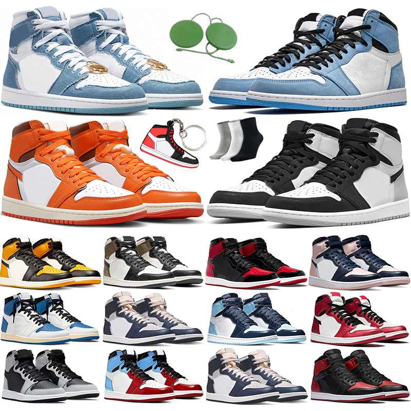 

jumpman 1 1s basketball shoes Starfish Stage Haze Denim Taxi Bred Patent University Blue Dark Mocha Atmosphere Obsidian Gai Chicago trainers sports sneakers, Unc patent