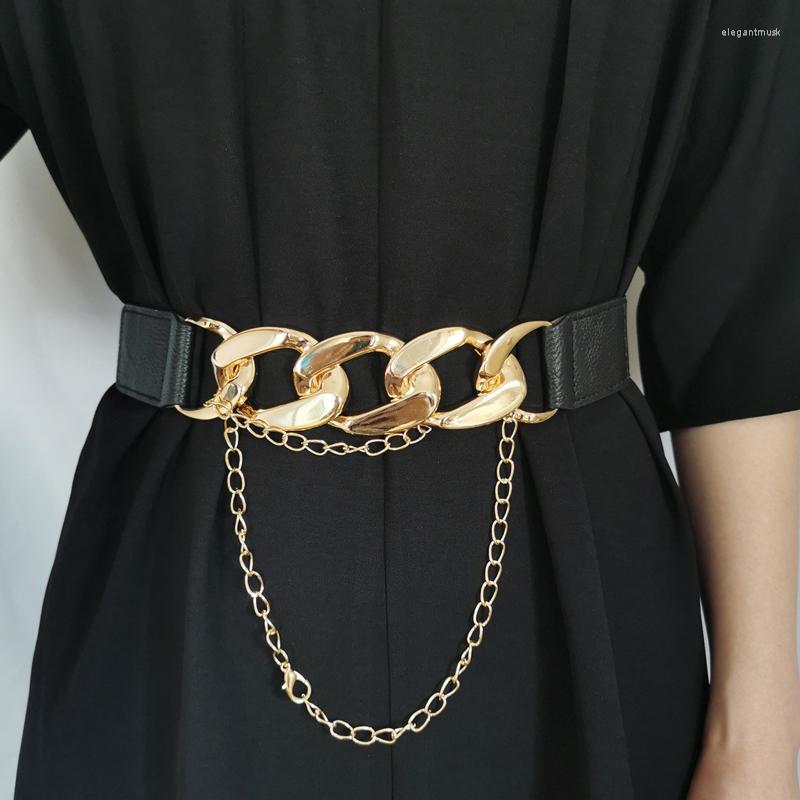 

Belts Faux Leather Belt Stretchy Dresses Elastic Waistband Waist Chain Coat Decorative Women, Black