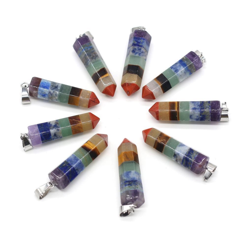 

Charms Seven Chakra Faceted Hexagonal Prism Stone Charms Rainbow Quartz Healing Reiki Crystal Pendant Finding Diy Necklaces Women Jew Dhqbs
