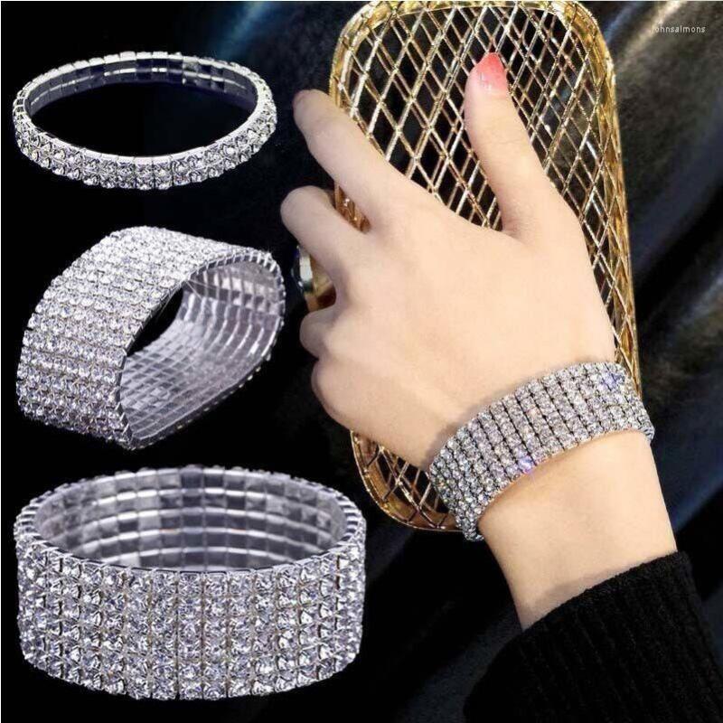 

Charm Bracelets Fashion Layered Full Crystal & Bangles For Women Trendy Silver Bracelet Female Party Wedding Jewelry Accessories