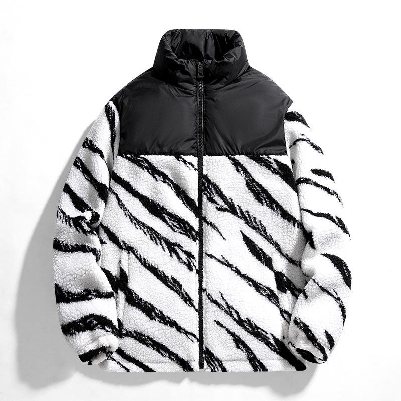 

Fleece Jacket Mens Designer Winter Jackets Coat Streetwear Long Sleeve Patchwork Full Zipper Warm Outwear Man Fluffy Overcoat Plus Size 4XL, White