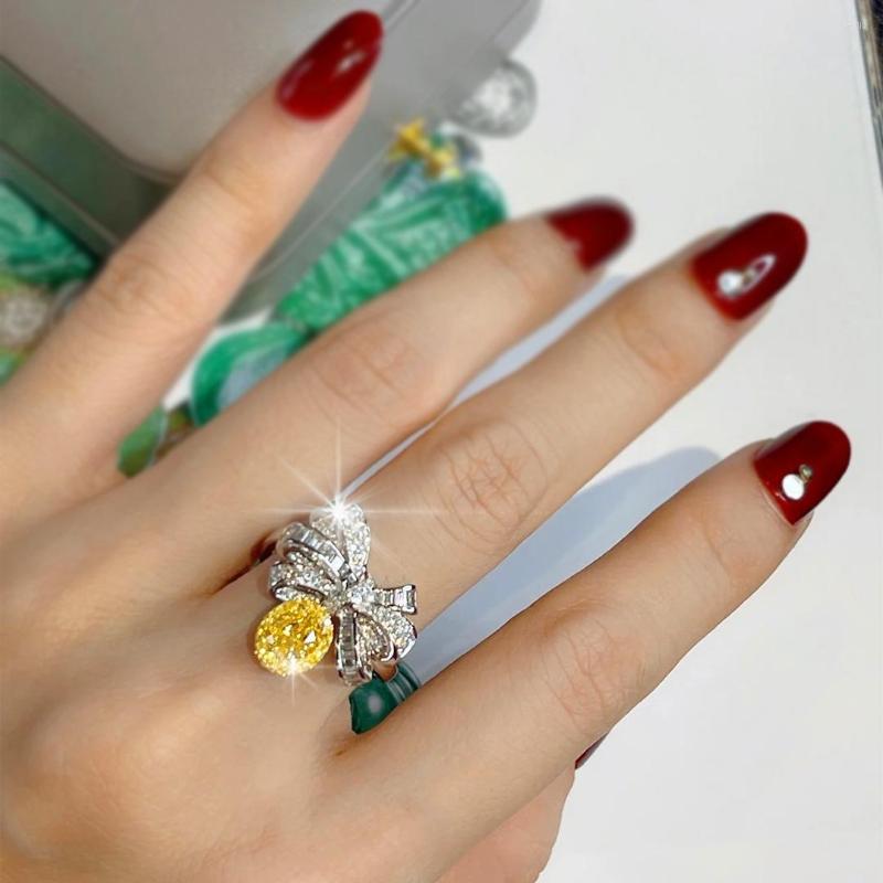 

Wedding Rings Fashion Resizable Bow Zircon Engagement For Women Jewelry Ball Party Valentine's Day Accessories Gifts X1235