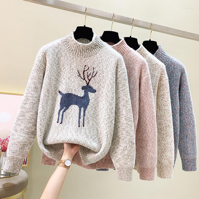 

Women's Sweaters Thick Pink Korean Harajuku Spring Autumn Winter Knitted Vintage Pullover Fashion Women'S 2022 Female