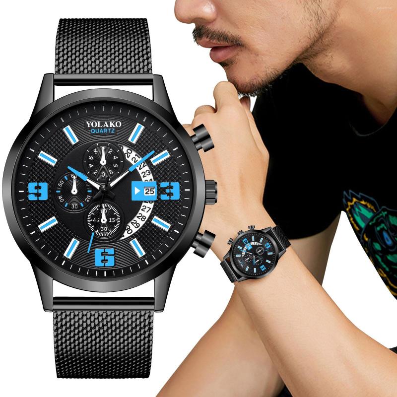 

Wristwatches Luxury Casual Men Alloy Quartz Wristwatch Stylish Design Dial Watches Temperament Watch Stainless Steel Mesh Relogio Masculino