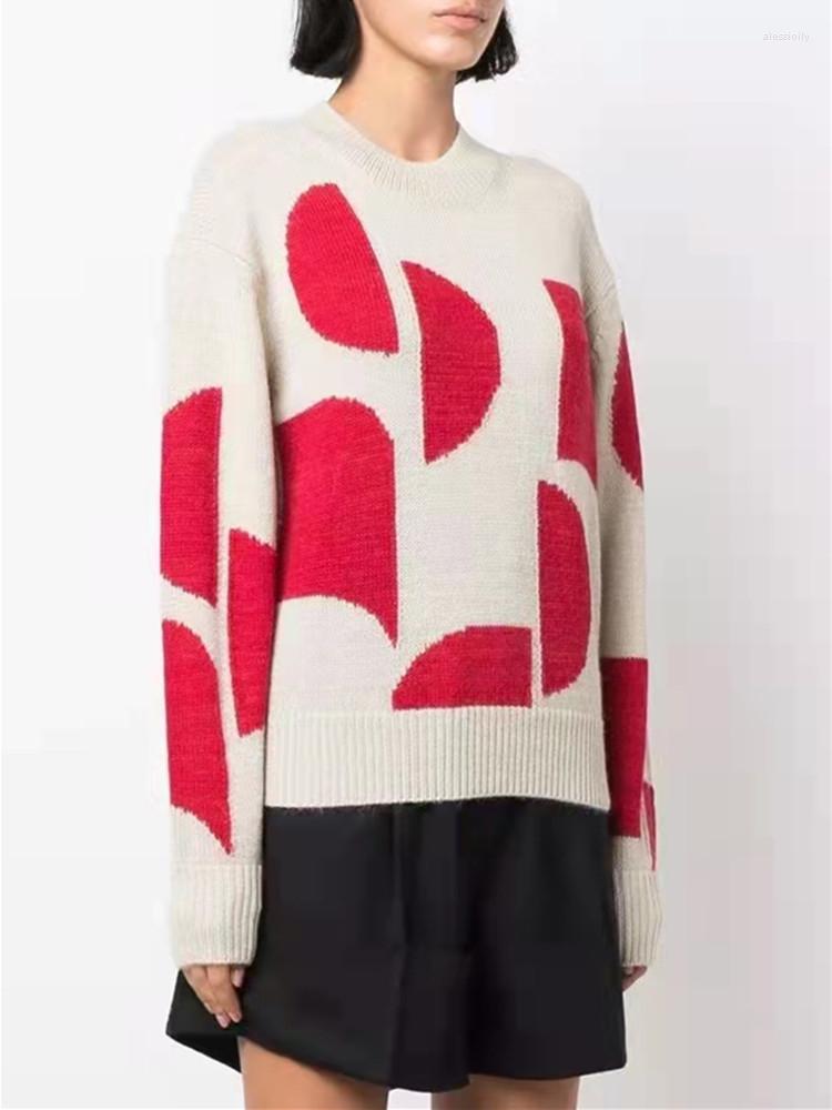 

Women' Sweaters Women Knit Sweater Geometric O-Neck 2022 Ladies Autumn Winter Long Sleeve Jumper Female Casual Knitted Pullover Top, Black
