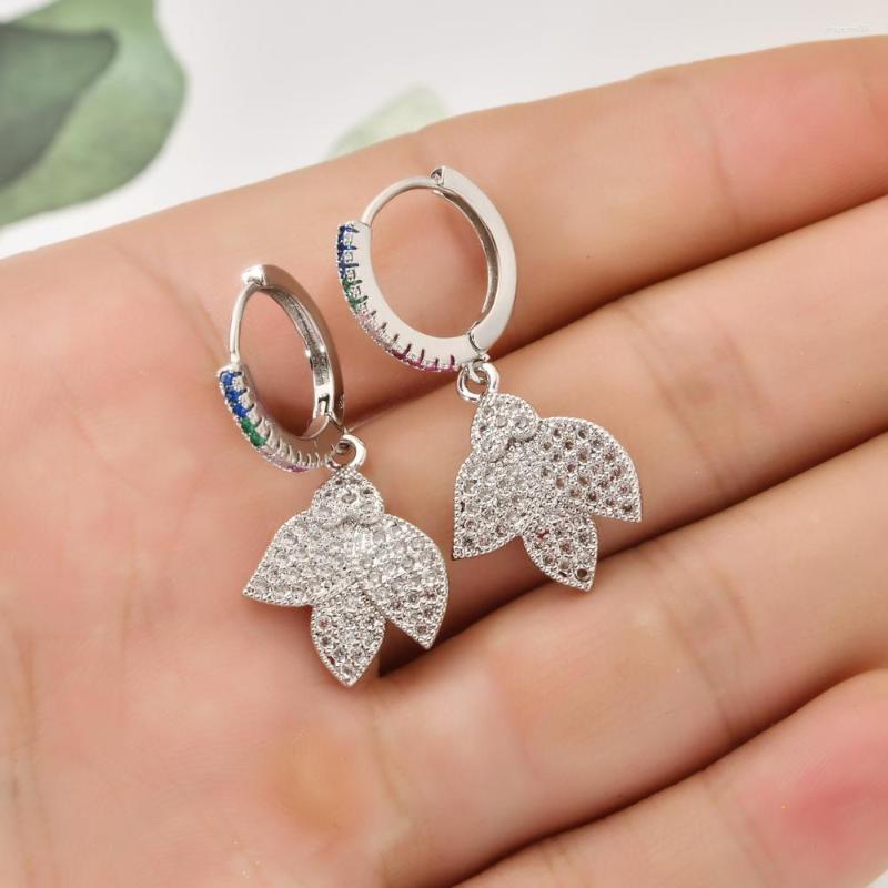 

Dangle Earrings Korean Fashion Exquisite Plant Flower Color Zircon For Women / Girls Wedding Party Bride Jewelry ER-499