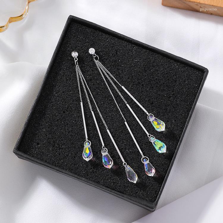

Dangle Earrings European Fashion Crystal From Austrian 925 Silver Needle Temperament Colorful Dripping Jewelry Fit Women