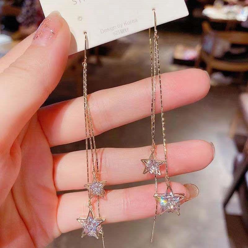 

Dangle Earrings Korean Pearl Love Tassel Ladies Long Wild Face Thin Two-wear Pin Exquisite Elegant Fashion Earrin
