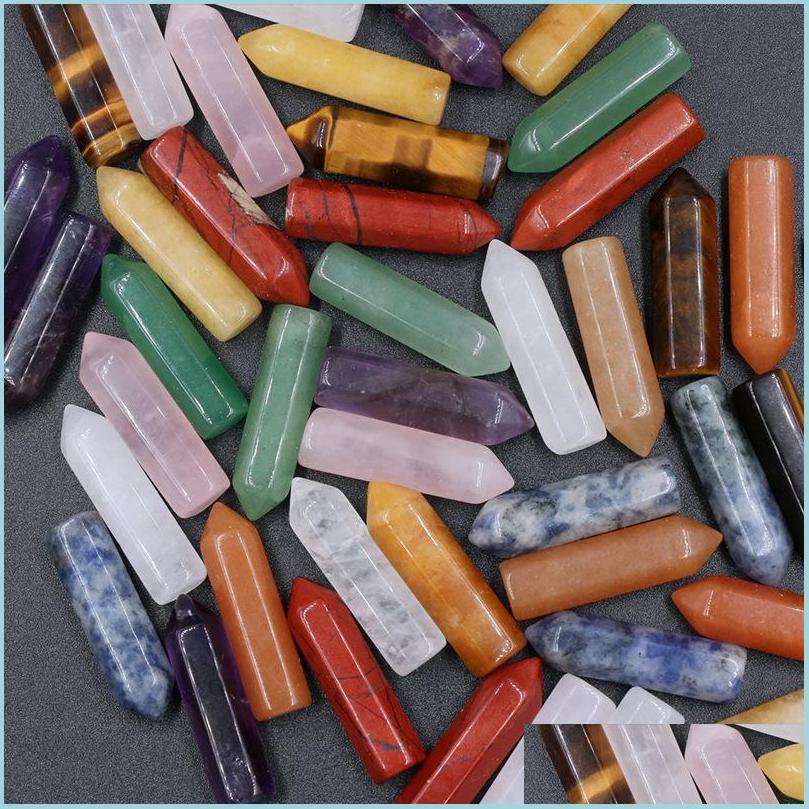 

Stone Natural Crystal Stone Hexagonal Column Statue Carving Rose Quartz Handmade Crafts Mini Figurine Reiki Gem Gift Home Ornaments D Dhfa1