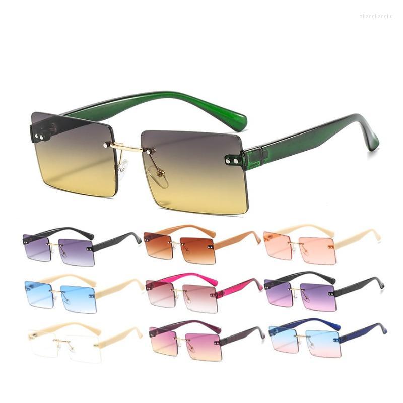 

Sunglasses Wholesale Retro Rimless Rectangle Tinted Women UV Protection Summer Sun Glasses Shades Sunnies Stylish EyewearSunglasses