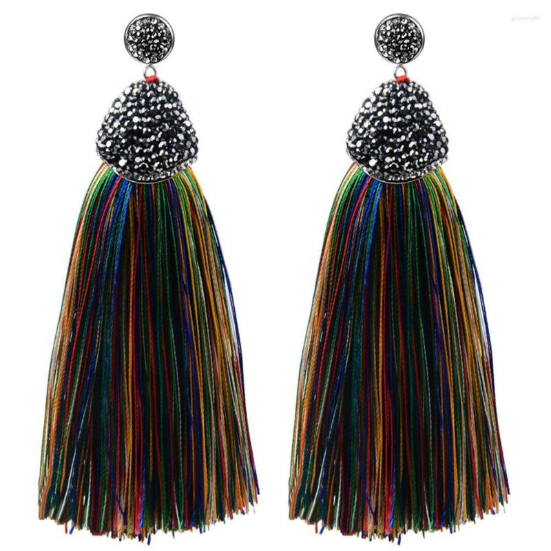 

Dangle Earrings Fashion Crystal Slik Tassel Stainless Steel Needle Long For Women Girl Jewelry