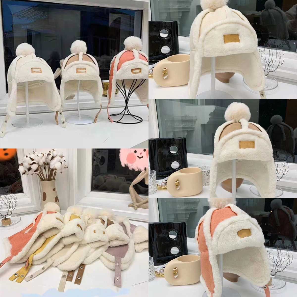 

Wholesale Australia Designers Shearling Snap Trapper Pom Aviator Pilot Hat Chestnut Suede Fabric Up Ear Flap Winter Caps Kid Infant Boy Girl Wgg Ski Earcuff Faux Fur, Fill postage(do not choose)