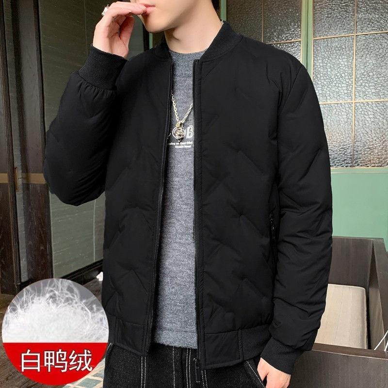 

Men's Down 2022 Winter Jacket Short Lightweight Baseball Collar White Duck Casual Coat, Red