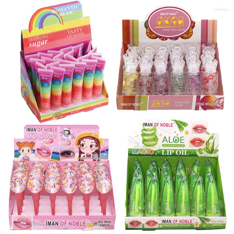 

Lip Gloss Lipgloss Set 24 Pcs With Box Cute Rainbow Color Changing Stick Shine For Lips, 24pcs a01