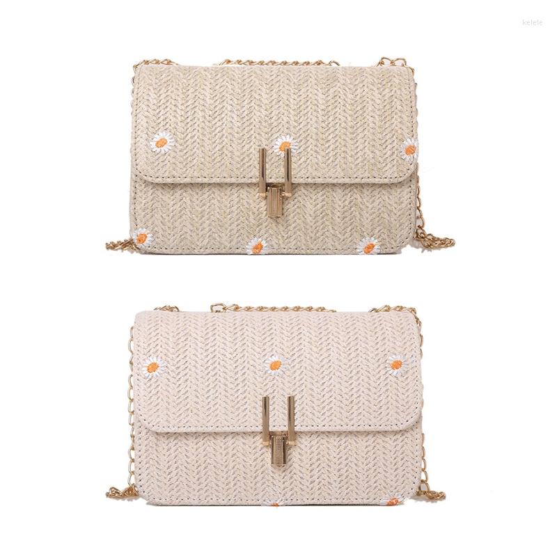 

Evening Bags Fashion Summer Straw Bag Shoulder Chain Crossbody Messenger Gift For Birthday Dating, Khaki