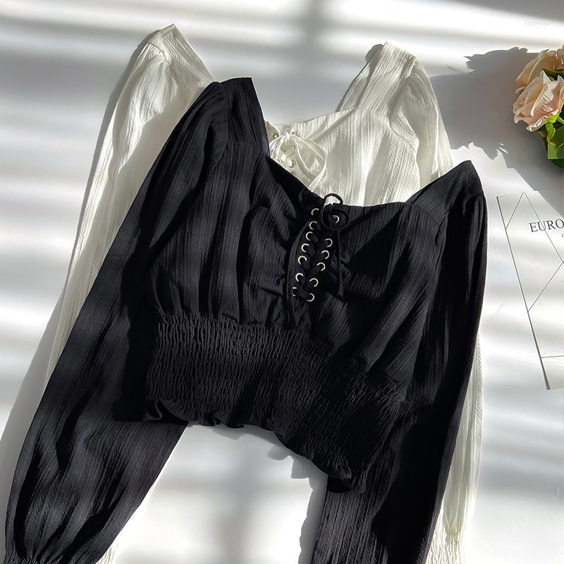 

Women's Blouses Woman Sexy Lace Off Shoulder Shirts Wamen Vintage Long Sleeve Slash Neck Shirt Tops Fashion Ladies Pullover Short Blouse, Black