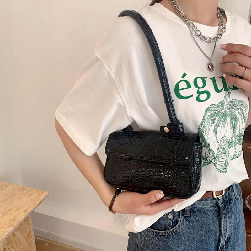 

Evening Bags Fashion Alligator Pattern Leather Shoulder Underarm Bag For Women Female Luxury Handbags Candy Color Small Top-handle Clutch, Green