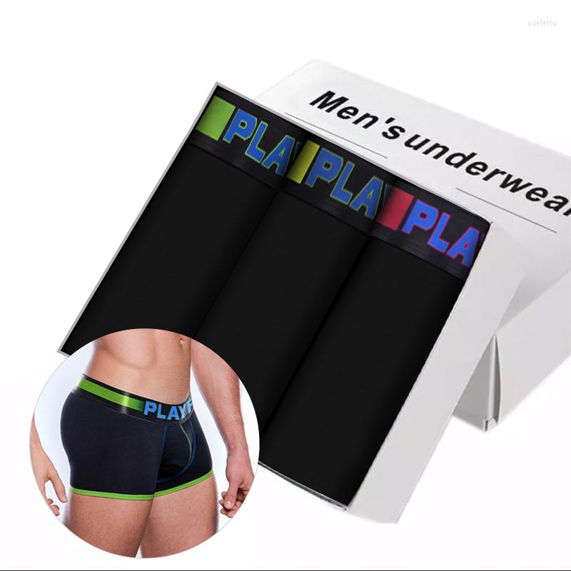 

Underpants PLAYPUMP Underwear Man Brand Cotton Boxer Men Soft Trunks Gay Sexy Men's Panties Boxers Pack Shorts Short 3Pcs/lot, (3)pp9117-red