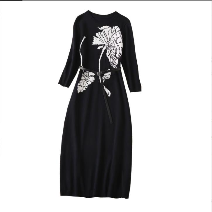 

190 XL 2022 Spring Autumn Runway Dresses Dress lONG Sleeve Empire Fashion Womens Kint Crew Neck AS, Customize