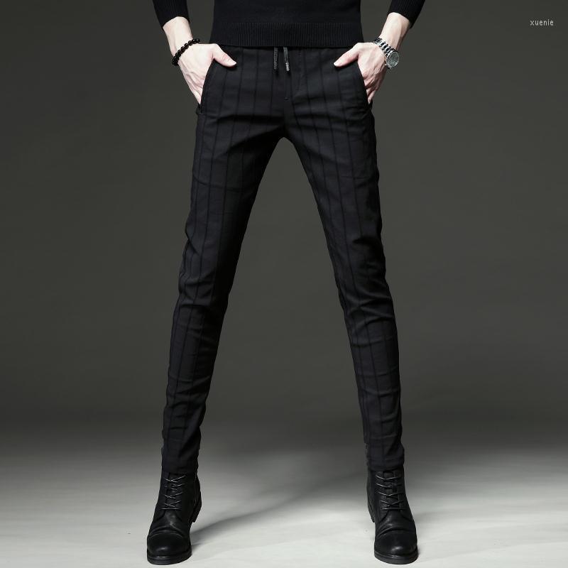 

Men's Pants 2022 Men's Casual Stripe Social Slim Fit Solid Long Trousers Mid Waist Skinny Business Office Work Sports Male S17, 2180 black