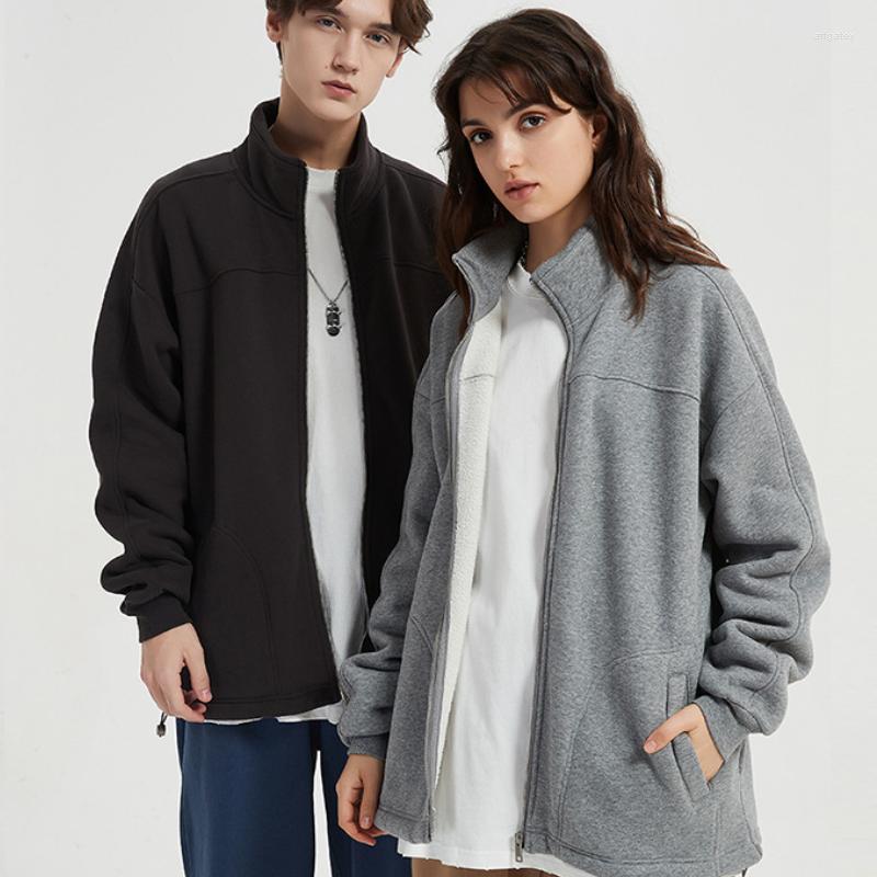 

Men' Hoodies Plush Thickening Keep Warm Couple Sweatshirt Pure Color Oversized Hoodie Clothing Woman Clothes Streetwear Y2k, Black