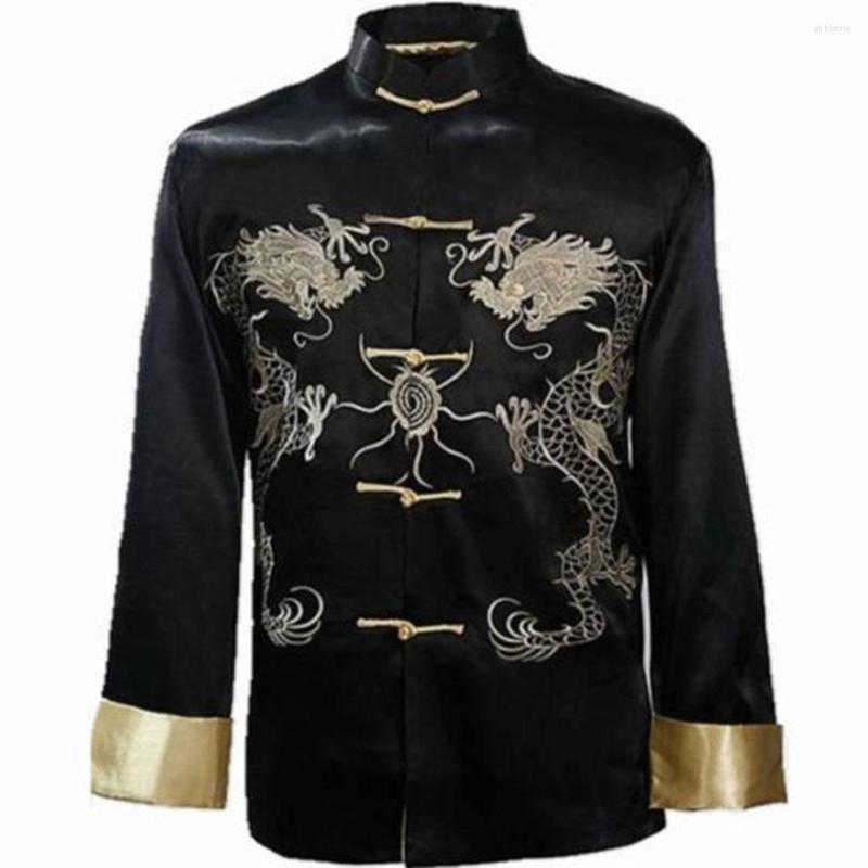 

Men' Jackets Fashion Black Chinese Men' Embroidery Kung-fu Jacket Coat Dragon M XL XXXL Wholesale Retail M1011