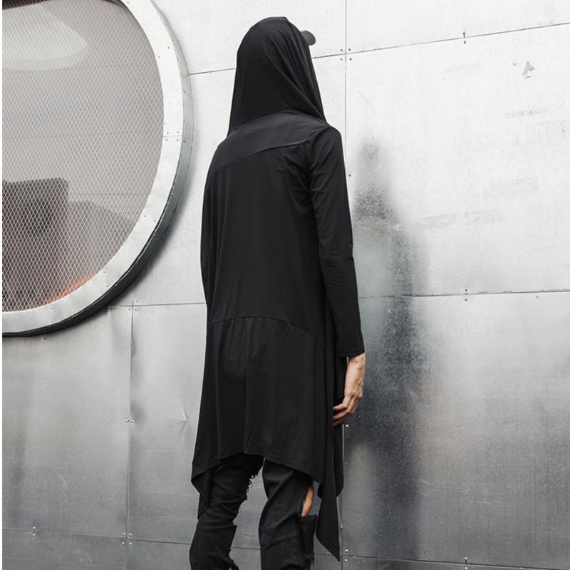 

Men's Trench Coats Drop Autumn Men Punk Hip Hop Coat Long Jacket Vintage Man Gothic Street Cloak Nightclub Stage Cardigan Costume, Black