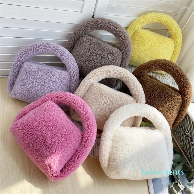 

2022 new fashion Totes Autumn And Winter Senior Sense Of Original Design Plush Bag Ingot Candy Color Hand-held Foreskin top high quality, Dark brown