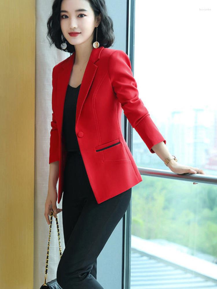 

Women' Suits Women Blazer Long Sleeve Blaser 2022 Ladies Suit Jacket Coat Slim Female Feminine Notched Office Lady White Black, Black pants