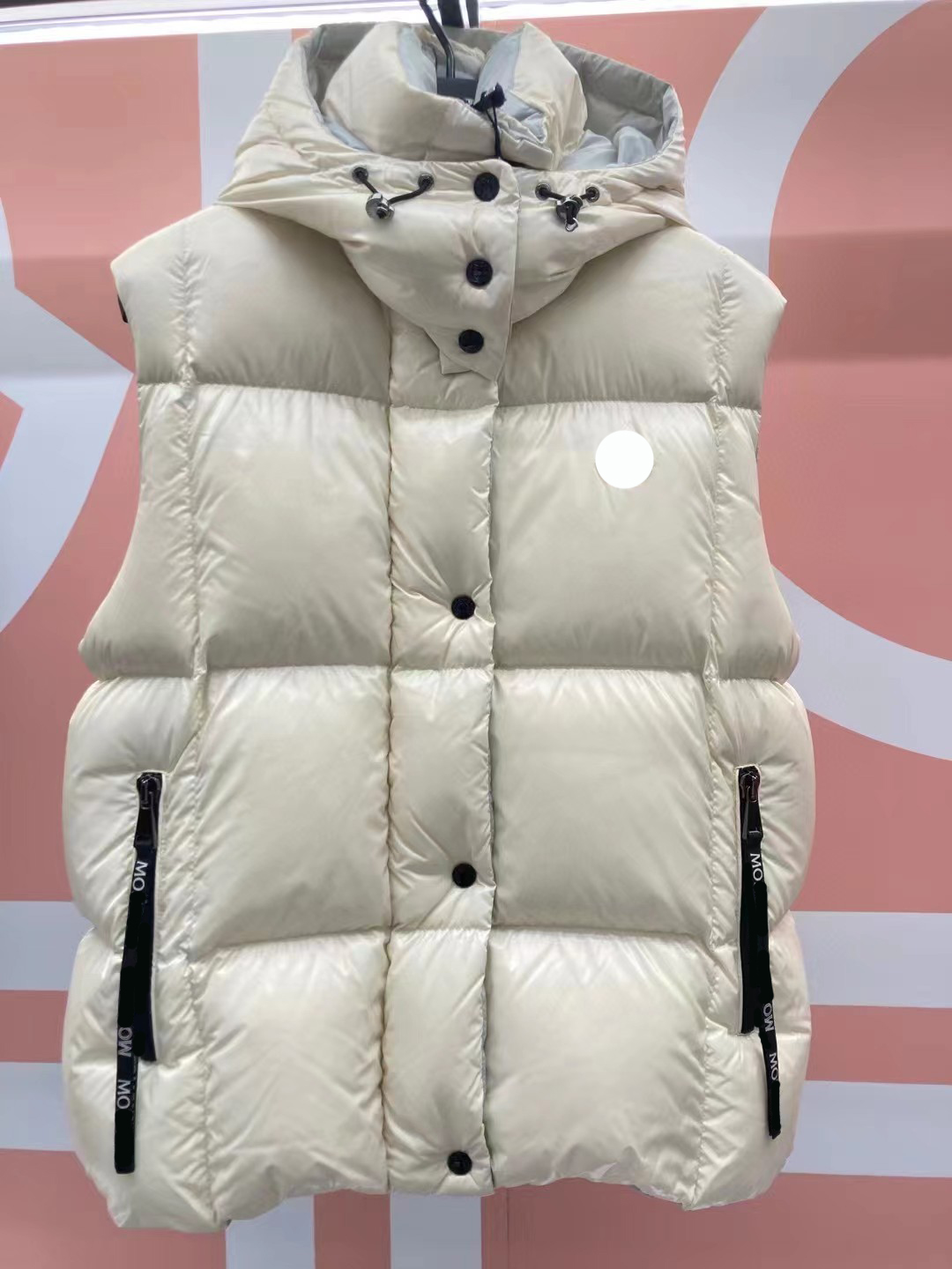 

Maya Designer Women's Down Jacket Vest Classic Embroidered Badge Winter Warm Bright puffer vest Size /1/2, Orange