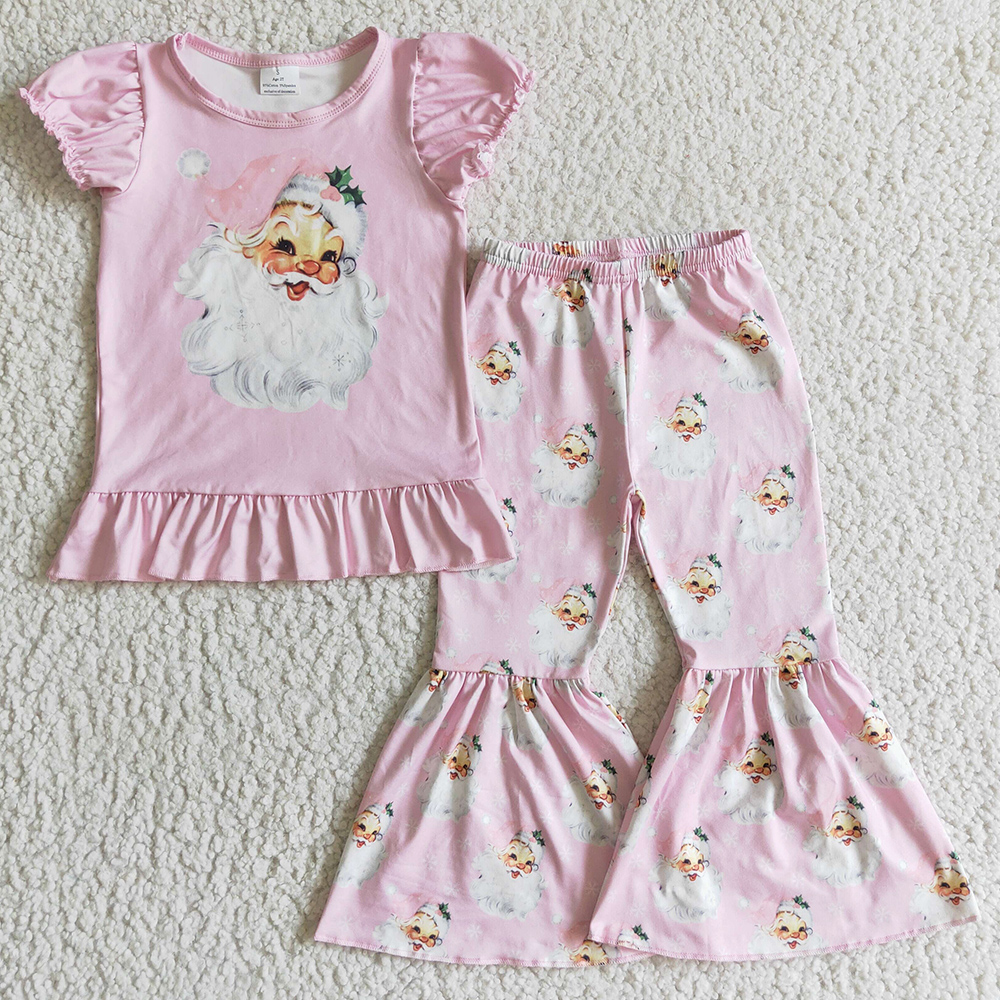 

New Fashion Toddler Girl Clothes Set Cute Santa Claus Boutique Little Baby Girls Clothing Pink Christmas Outfits Milk Silk Kids Set, Army green