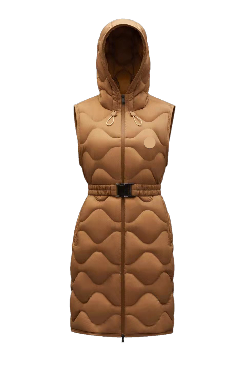 

Maya Designer Women's Down Jacket Vest Classic Embroidered Badge Warm Winter Bright puffer vest women long Vests Size /1/2, Black